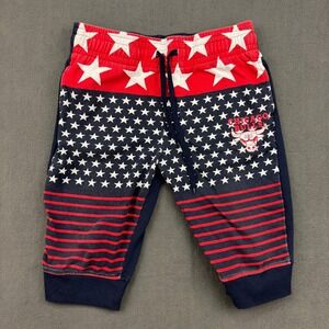 VTG NBA Chicago Bulls Men's L Basketball Stars Stripes Knit Shorts Bulls Logo